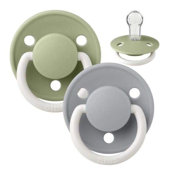 Køb BIBS De Lux Sut - 2-Pak - Onesize - Silikone - GLOW - Sage/Cloud online billigt tilbud rabat legetøj