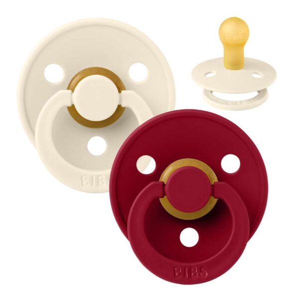 Køb BIBS Rund Colour Sut - 2-Pak - Str. 1 - Naturgummi - Ivory/Ruby online billigt tilbud rabat legetøj