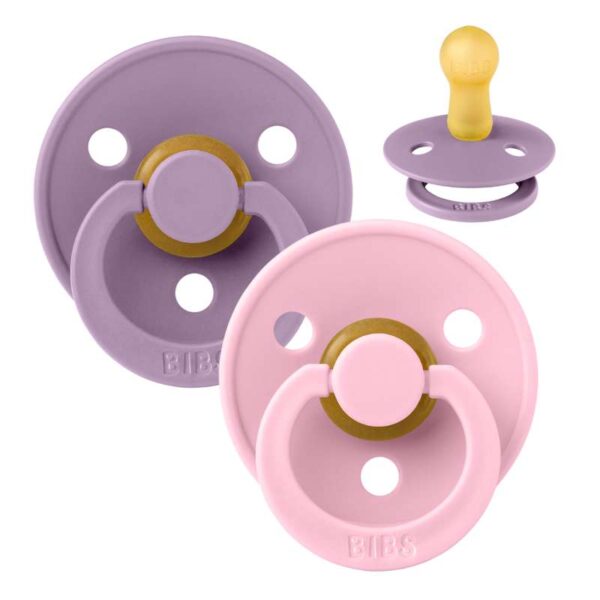 Køb BIBS Rund Colour Sut - 2-Pak - Str. 2 - Naturgummi - Lavender/Baby Pink online billigt tilbud rabat legetøj