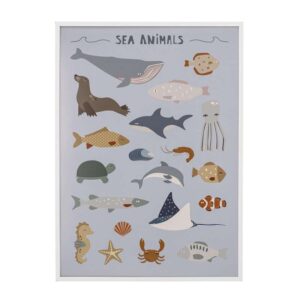Køb Bloomingville plakat i hvid ramme - Sea Animals online billigt tilbud rabat legetøj
