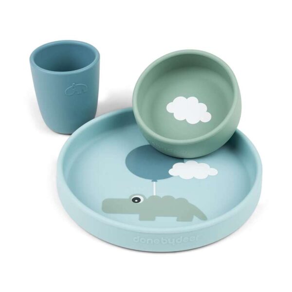 Køb Done by Deer Silikone spisesæt - Happy clouds Blå online billigt tilbud rabat legetøj
