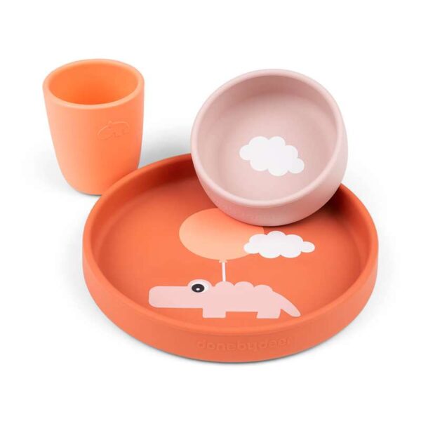 Køb Done by Deer Silikone spisesæt - Happy clouds Papaya online billigt tilbud rabat legetøj