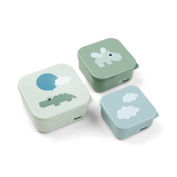 Køb Done by Deer Snack boks sæt 3 stk - Happy clouds Grøn online billigt tilbud rabat legetøj