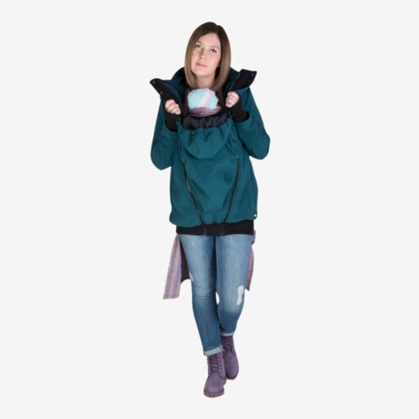 Køb Fun2bemum 4i1 Softshell Bære- og Graviditetsjakke Også til Rygbæring - Petrol str. S online billigt tilbud rabat legetøj