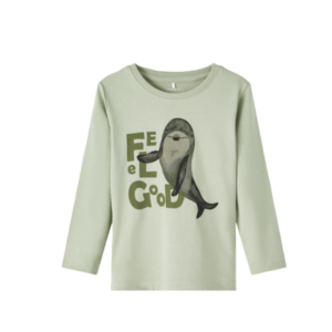 Køb Name It Langærmet T-shirt - Frej - Delfin - Desert Sage str. 110 online billigt tilbud rabat legetøj