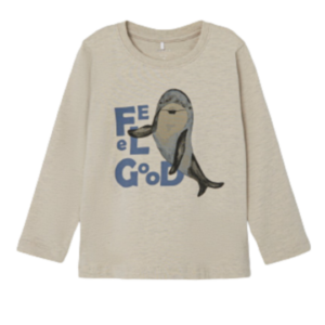 Køb Name It Langærmet T-shirt - Frej - Delfin - Peyote Melange str. 110 online billigt tilbud rabat legetøj