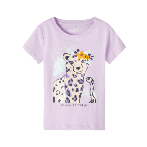 Køb Name it T-shirt med Glitterdetaljer - Hiba - Leopard - Orchid Bloom str. 110 online billigt tilbud rabat legetøj