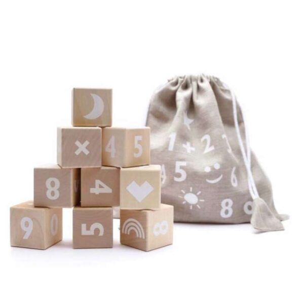 Køb Ooh Noo Matematikklodser i træ med hvid skrift online billigt tilbud rabat legetøj
