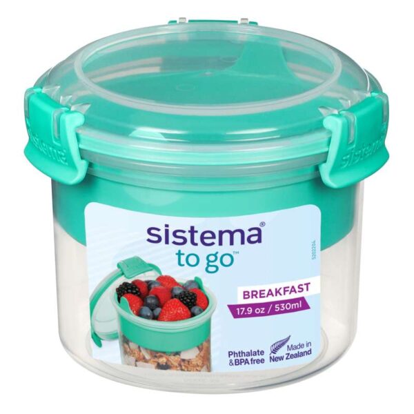 Køb Sistema Beholder til Madopbevaring - Breakfast To Go - 530 ml. - Minty Teal online billigt tilbud rabat legetøj