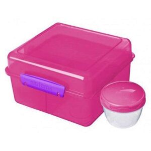 Køb Sistema Madkasse - Lunch Cube Max - Ruminddelt i 2 Lag m. Bæger - 2L - Pink m. Lilla Klips online billigt tilbud rabat legetøj