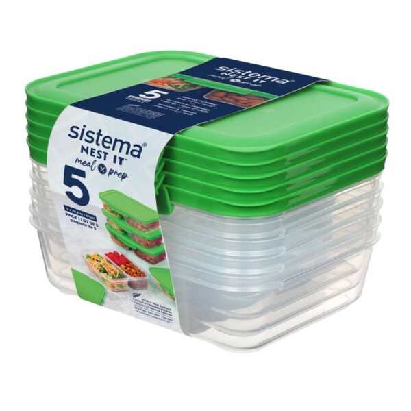 Køb Sistema Meal Prep 5Pack - 870 ml. - m. 2 Opdelte Rum - Grøn online billigt tilbud rabat legetøj