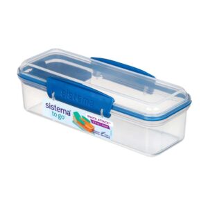 Køb Sistema Snackboks - Snack Attack Lunch - 2 Rum - 410 ml. - Klar/Ocean Blue online billigt tilbud rabat legetøj