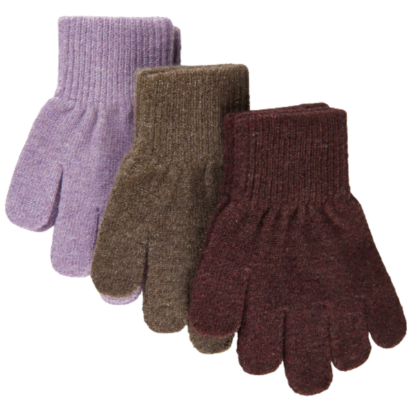 Køb Mikk-line magiske strikvanter med glimmer - 3 pack - Dark Mink/Black Slate/Chalk Violet - 4-7 år online billigt tilbud rabat legetøj