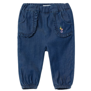 Køb Name it bløde baggy jeans med flæser/broderi - Bella - Dark Blue Denim - 80 online billigt tilbud rabat legetøj