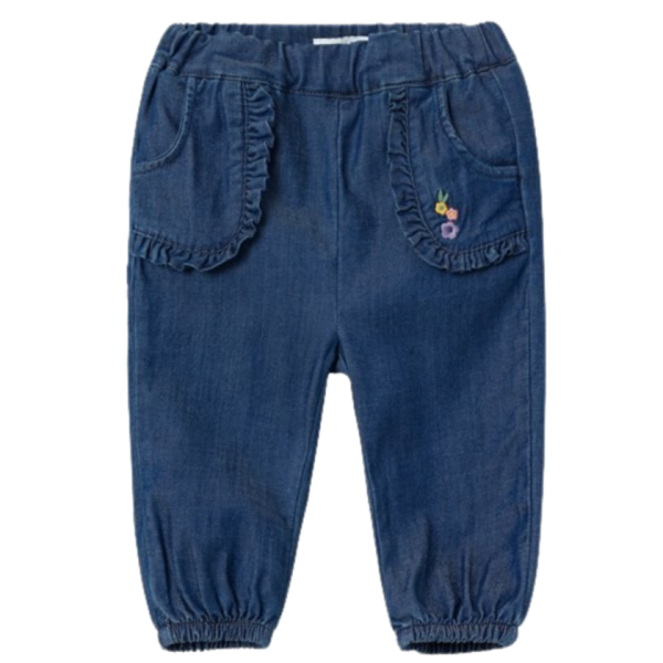 Køb Name it bløde baggy jeans med flæser/broderi - Bella - Dark Blue Denim - 80 online billigt tilbud rabat legetøj