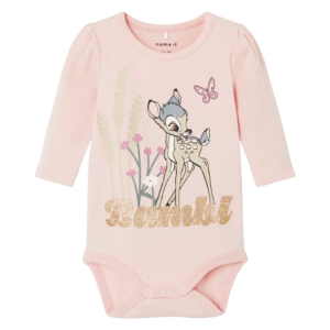 Køb Name it body med Disney motiv og glimmer - Droma - Bambi - Sepia Rose - 80 online billigt tilbud rabat legetøj