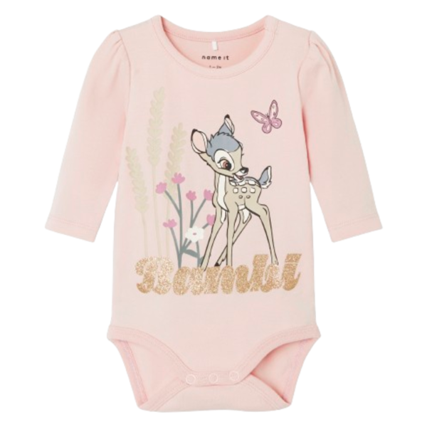 Køb Name it body med Disney motiv og glimmer - Droma - Bambi - Sepia Rose - 80 online billigt tilbud rabat legetøj